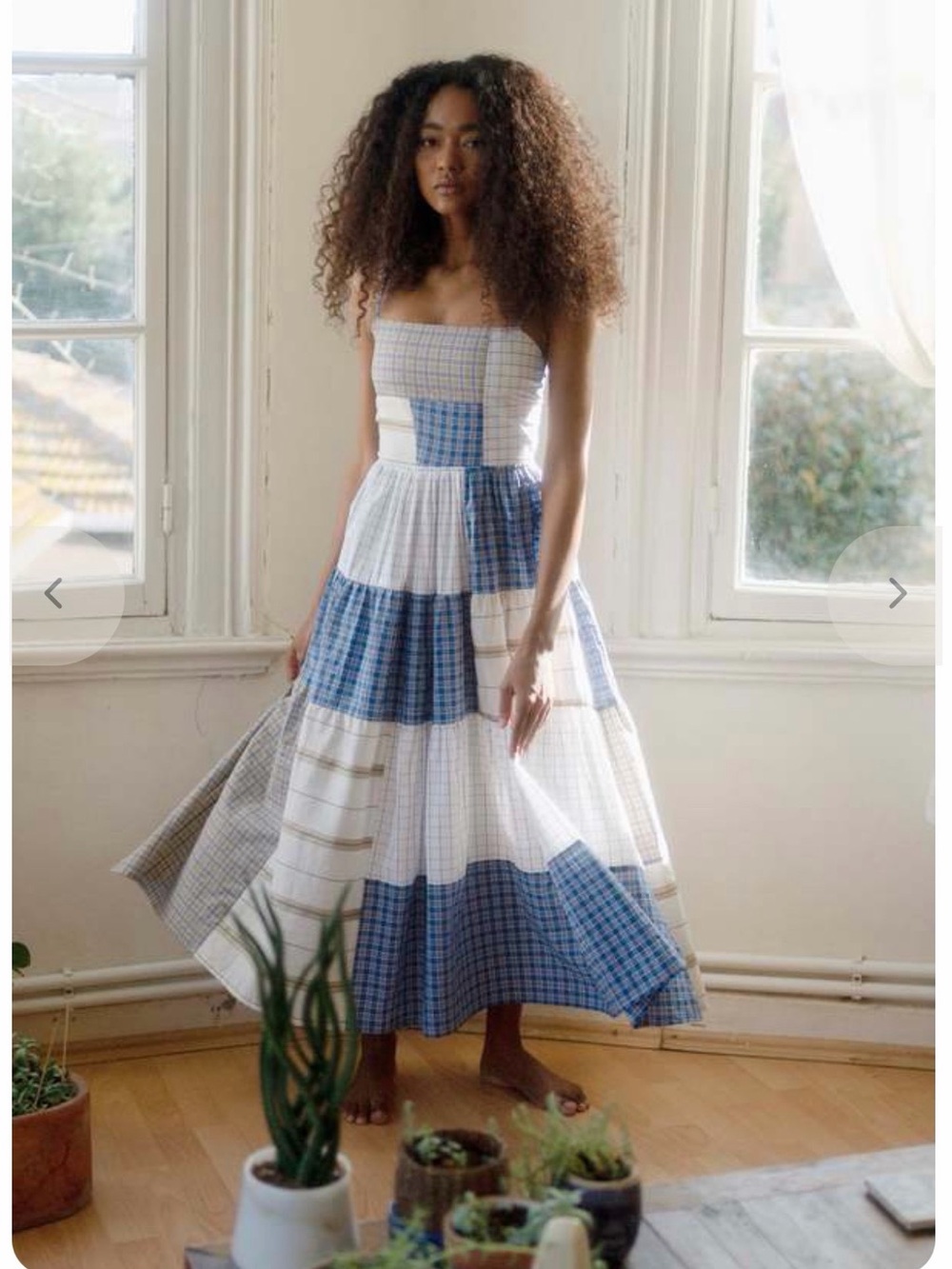 OhSevenDays Tori Dress, blue patchwork midi dress, size Large - Picture 4 of 8